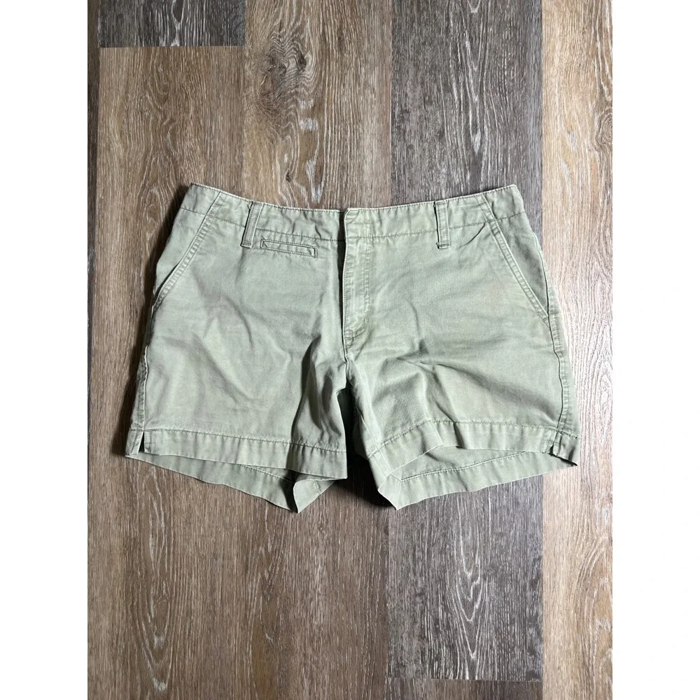 Old Navy Chino Shorts Womens 8 Green Good Cotton Mid Rise Utility Khaki